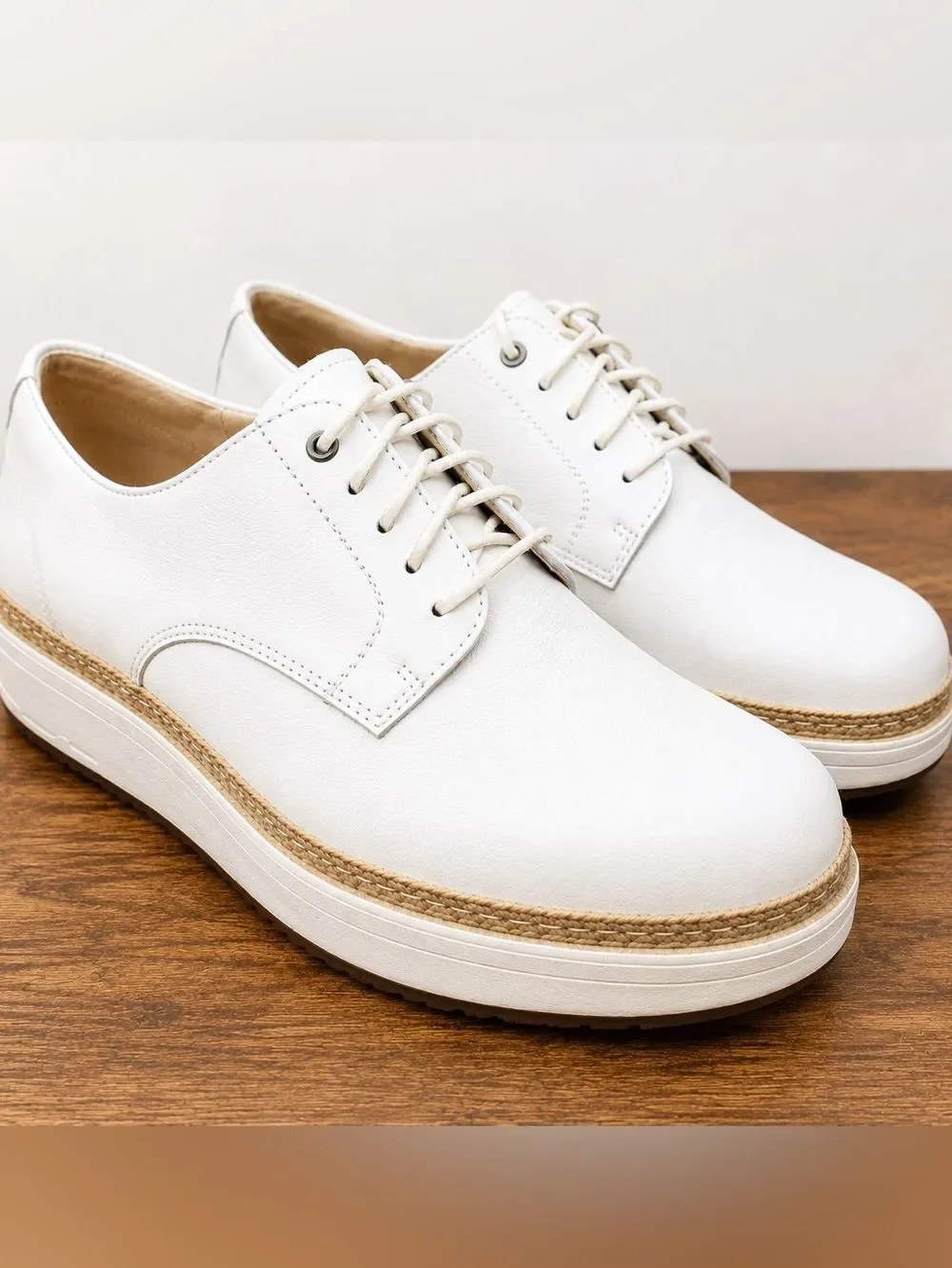 Clarks Teadale Rhea White Leather Platform Oxford Comfort Shoes Women’s 10